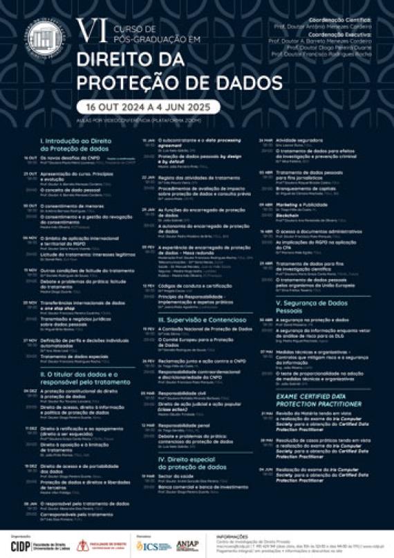 VI Curso de Pós-Graduação em Direito da Proteção de Dados