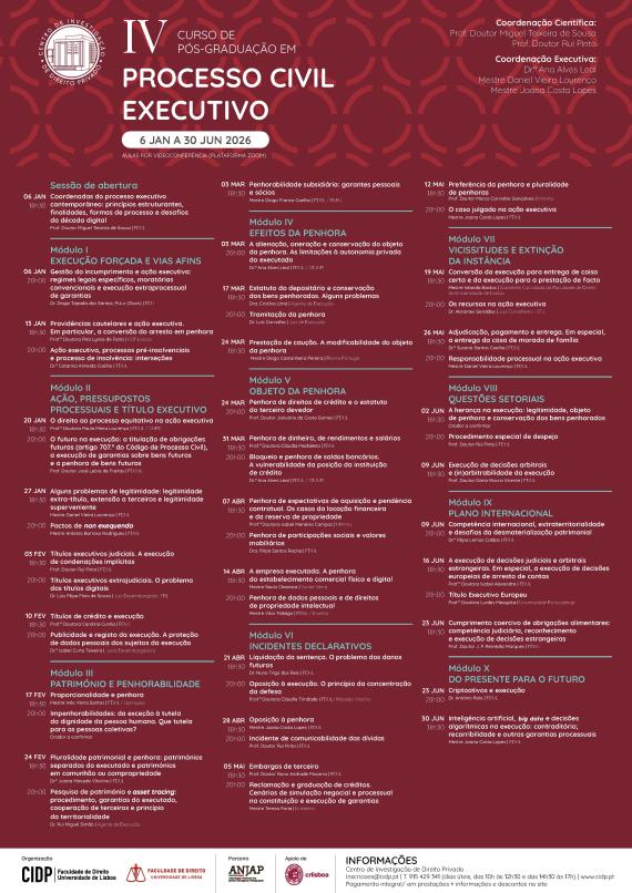 IV Curso de Pós-graduação em Processo Civil executivo