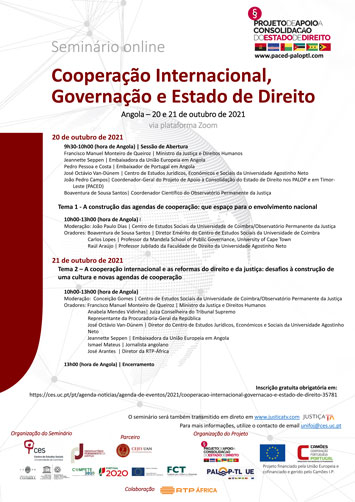 Seminário "Cooperação internacional, governação e Estado de direito"