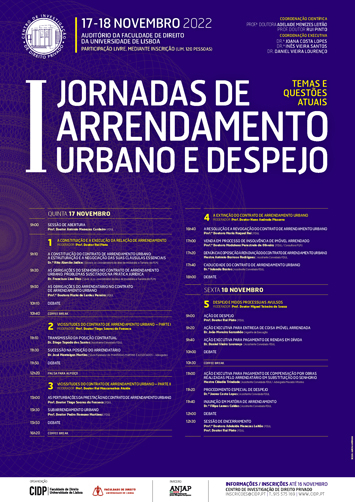 I.ª Jornadas de Arrendamento Urbano e Despejo: temas e questões atuais