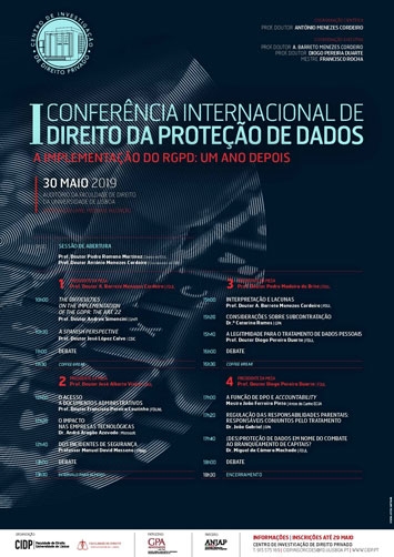 I Conferência Internacional de Direito da Proteção de Dados: A implementação do RGPD, um ano depois